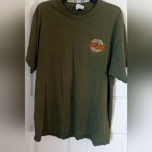 Port and Company Olive Green Short-Sleeve Tee with Chest Patch